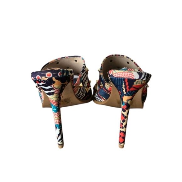 Cape Robbin Womens 10 Popo Slip On Square Open Toe High Heel Mules Multi Print - Picture 5 of 8